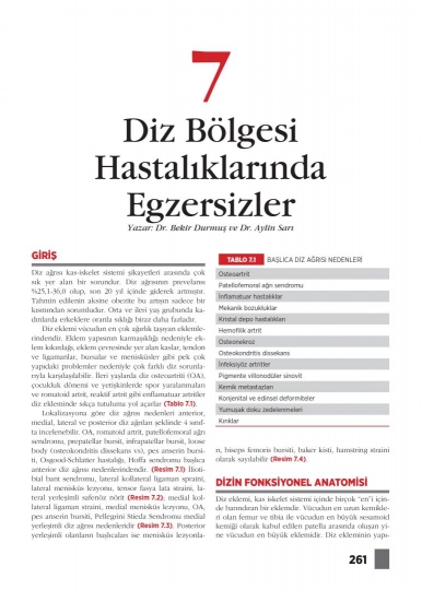 Bölüm 7: Diz Bölgesi Hastalıklarında Egzersizler